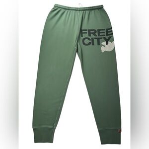 FreeCity Green Graphic Sweatpants M Free City Dove Logo Cotton Joggers USA